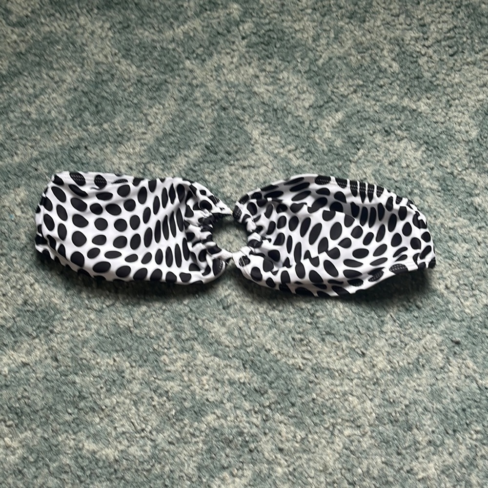 Spotted Bikini Strapless Bandaeu Top